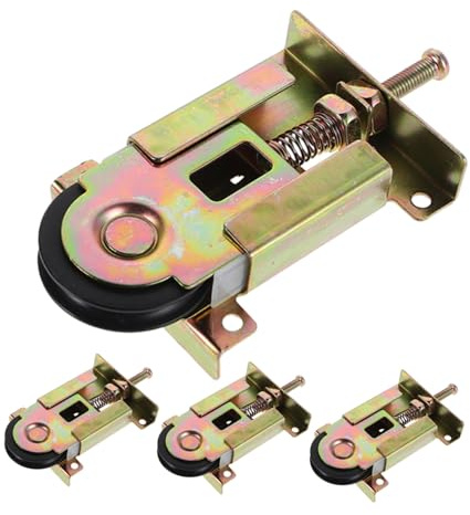 NUOBESTY Juego de 4 Rodillos para Puertas Correderas de Armario y Granero, Metal Dorado, Reducción de Ruido y Funcionamiento Suave para Uso Hogar