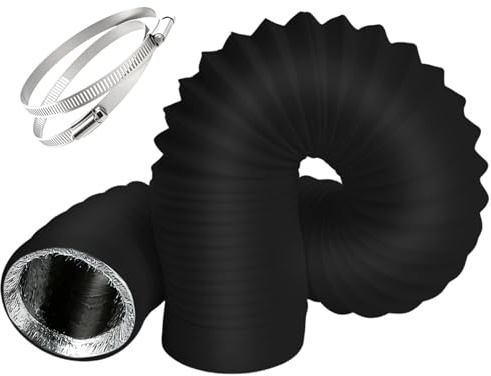 Tubo Canalizzazione Stufa a Pellet e Tubo Cappa 75mm x 3m, Flessibile a 5 Strati per Isolamento Acustico e Termico, Lunghezza Regolabile Senza Odori - Ventilazione e Evacuazione Aria