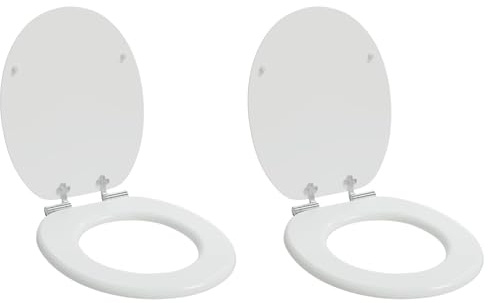 vidaXL Asiento de Inodoro de Cierre Suave 2 pcs 44 x 38 cm, Baño Moderno, Tapa de Inodoro Elegante, Cierre Suave, Accesorio MDF, diseño cómodo y silencioso