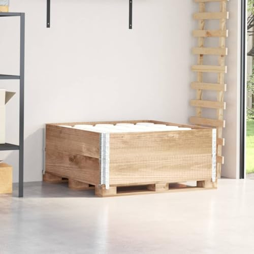 Runheo pallstativ 2 st. 100 x 100 cm av massivt trä tall, stapelbar och vikbar med galvaniserade metallhörn, för lager, frakt, verkstad och upphöjd säng