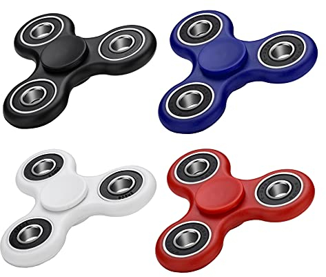 VAPIAO 4er Set Fidget Spinner Hand Spielzeug Special Hochleistungs Kugellager Anti Stress Kreisel in Blau, Rot, Weiß und Schwarz