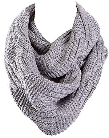Marte&Joven Winter Gray Infinity Scarf for Ladies Women Fashion Knitted Circle Loop Scarves Thick Warm, 1