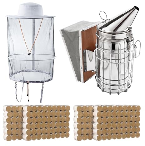 Bienenraucher Bienenbürste Bienenstock-Werkzeug-Set Imkerei-Starter-Set Imkerei-Ausrüstung Werkzeug,Imkerei-Werkzeugset,Imkerhut