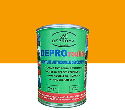 DEPROMA | Peintures glycéro | fer antirouille métaux | 200gr | Protection contre la rouille | peinture ferronerie - JAUNE SECURITE - RAL 1028
