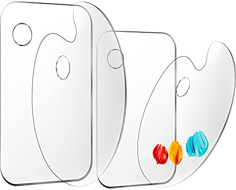 Sweaty Pony 4PCS Clear Premium Acrylic Paint Palette, Easy Clean Transparent Non-Stick Pallet for Oil, Watercolor DIY Craft Paint Tray