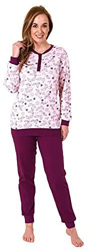 NORMANN-Wäschefabrik Noble pijama largo para mujer con puños – también en tallas grandes – 212 201 96 105, Rosa., 60-62