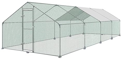 UISEBRT Hönshus burar smådjurshus - utomhusinhägnad med PE-tak för fjäderfä, kaniner, små husdjur, hundar (3 x 8 x 2 m)