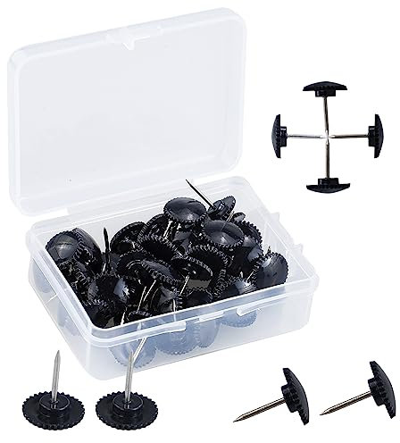 50 Stück schwarze Reißzwecken aus Kunststoff für Wandbehänge Kunststoff-Reißnägel Stahlspitze Korktafel Pinnnadeln dekorative Reißnägel Posternadeln für Wandkarten Poster Fotos Pinnwand