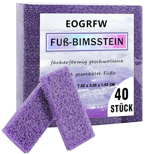 EOGRFW Bimsstein Hornhautentferner - 40 Stück Doppelseitiger Fußpflege Pumice Stone - Pads für Füße, Körper und Hände (Lila)