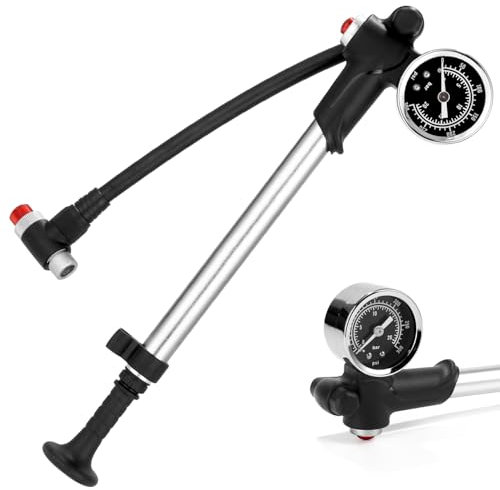 Zaxiva Hochdruck Dämpferpumpe(Max 300 PSI), Mini Dämpferpumpe mit Manometer und Entlüftungstaste, 2 in1 Fahrrad Gabelpumpe/Hinterradaufhängung pumpe und Fahrradreifen pumpe für MTB, Rennrad