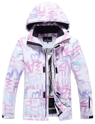 Traje de esquí para mujer, chaqueta de snowboard para invierno, pantalones, ropa de nieve, traje de nieve, chaqueta con letras, talla L, Chaqueta con letras, L