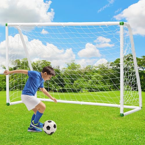 Vkechh Portería de fútbol de 180 x 120 cm, portería de fútbol de PVC con red para playa, parque, portería de entrenamiento, parque infantil, patio trasero, jardín
