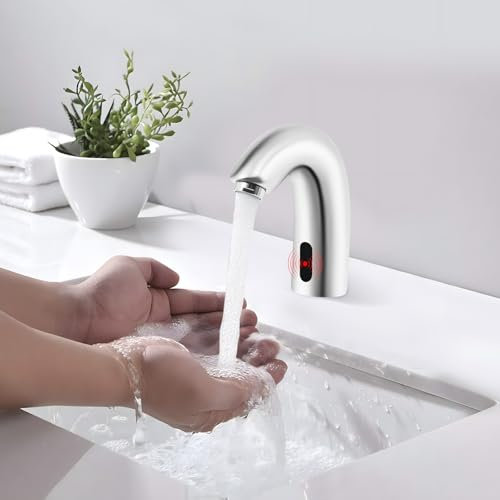 SABUIDDS Sen-sor Robinet de salle de bain infrarouge avec capteur automatique, robinet de lavabo sans contact | lavabo avec capteur pour cuisine et salle de bain | acier inoxydable | Couleur