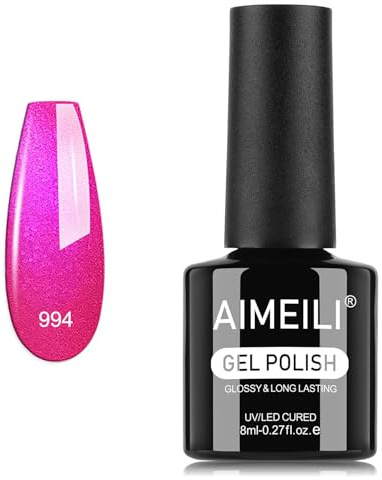 AIMEILI UV Nagellack Rosa Glitzer 8ml Color Gel Soak Off UV&LED Farbgel für Nägel Schimmer Rosa Gellack UV Gel Nagellack Gelnägel Nailart - 994