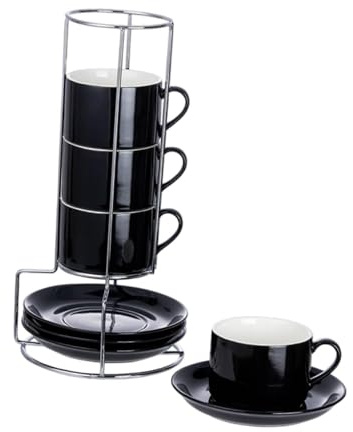 Gcljlmy Set di tazze da cappuccino con supporto e piattini (5OZ)