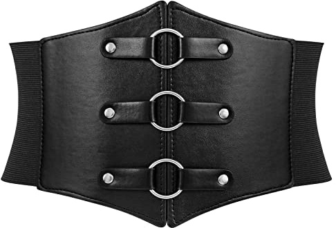 LEACOOLKEY Cintura Donna Larga Elasticizzata Vintage, Corsetto Largo Stile Waspie per Cintura Vita