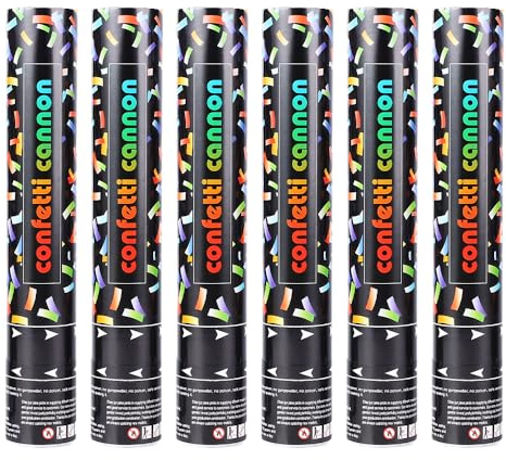 Wxeadu Cannoni Spara Coriandoli, 6 Pezzi Spara Coriandoli Matrimonio, 30cm Coriandoli Biodegradabili, Spara Coriandoli Laurea, Sparacoriandoli per Matrimonio, Compleanni, Celebrazioni, Laurea (Colore)