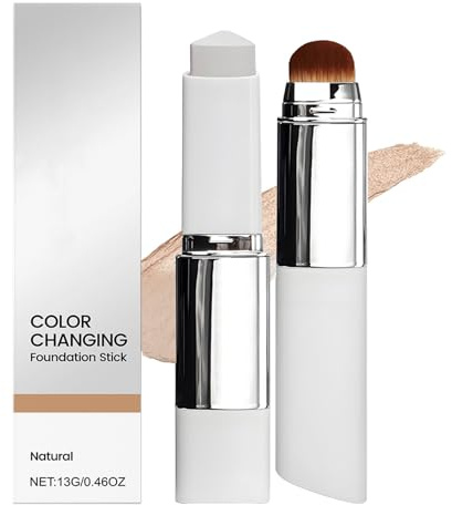 Color Changing Foundation Stick mit Bürste, Farbwechselndes Make Up Concealer Full Coverage, Feuchtigkeitsspendend & Leichte Abdeckcreme, Wasserfest & Langlebig Cremestift Alle Hauttypen