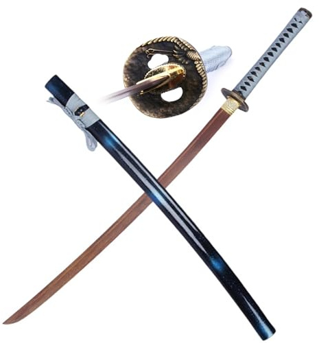 HJHUUA Spada Samurai in Legno Wenge Naturale da 104cm,Katana in Legno,Bokken Fatto a Mano,Spada da Allenamento in Legno per Kendo,Regalo,Display,Cosplay,Oggetti di Scena