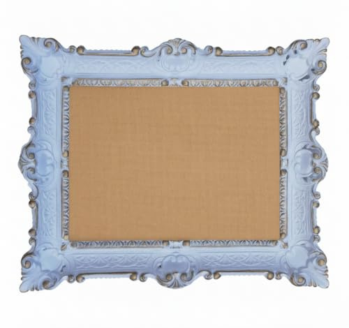 Lnxp Barockram fotoram, vit guld dubbel färg, 56 x 46 cm, rektangulär, antik finish, för bilder 30 x 40 cm, naturmaterial