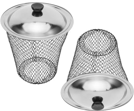 Kisangel 2 Compostadores de Lombrices Enterrados de Metal con Tapa, Contenedor de Compost Exterior para Jardín y Patio Trasero, Cubo de Basura con Tapa Resistente para Compostaje Doméstico