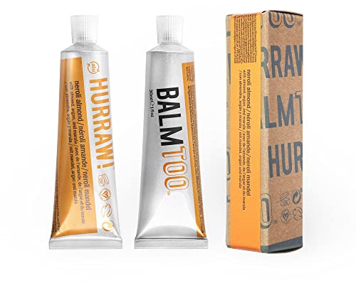 Hurraw! Balmtoo Squeezable Balm, Neroli Almond: Thick, ultra-moisturizing. Anywhere application. Body, face, lips, neck, fingers, toes. 1 tube = 7 sticks of lip balm. Natural, Organic. Made in USA