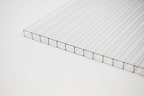 Stegplatte 8mm aus Polycarbonat, 8mm stark, klar, Steg 2 Fach, 8-10 1050mm x 3000mm (B x T)