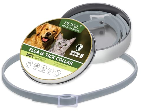 DEWEL 63,5cm Hundehalsbänder, Verstellbar Zecken Halsband für Hunde und Katze Wasserdicht Hund Flohhalsband