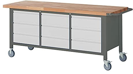 Etabli mobile STIER Premium avec 9 tiroirs, lxPxH 2 000x700x880 mm