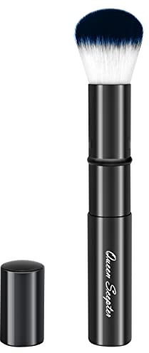 Retractable Kabuki Makeup Brush, Travel Face Blush Brush, Portable Powder Brush with cap for Foundation, Color, Highlight, Contour, Blush, Flawless, Powder Cosmetics