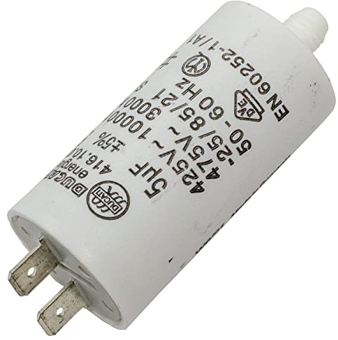 Lumonic startkondensator 416.10.08 B [inkl. plugg 6,3x0,8mm] | motorkondensator 5µF 425V 28x55mm I kondensator i isolerat plastfodral
