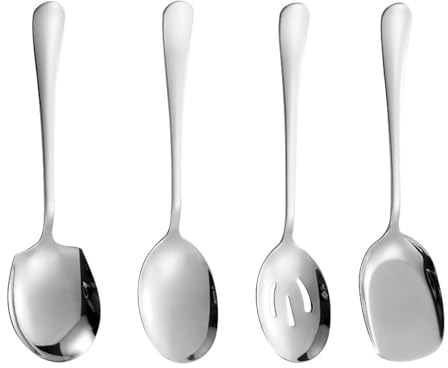 BAIYSFFG Serving Spoons Large,4 Pcs Stainless Steel Buffet Serving Spoon Long Handle Soup Spoons Cooking Spoon Kitchen Tool for Serving Kitchen Cooking Restaurant Banquet