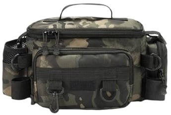 Somerway Sac de pêche à la carpe à une épaule avec bandoulière rembourrée en tissu Oxford résistant à l'eau Camouflage Sac fourre-tout d'extérieur pour voyage randonnée