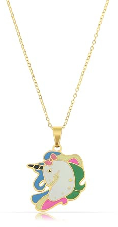 Made by Nami flicka halsband med hänge enhörning presenter för flickor vänskapskedja, Rostfritt stål