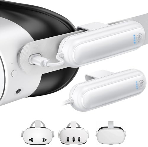 Akku-Pack für Meta Quest 3S/3/2, Kinwin 20000mWh 18W Schnelllade-Akku für Oculus Quest 3S/3 Zubehör, erweiterter VR Headset Akku, leichtes und tragbares Ladegerät für Extra 2-4H