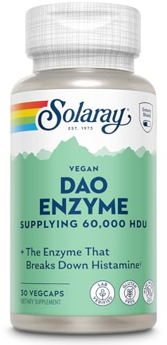 SOLARAY DAO Enzyme - Digestive Enzyme That Breaks Down Histamine - 60,000 HDU - Digestive Enzymes - Vegan, Gluten Free, Lab Verified - 30 Servings, 30 VegCaps