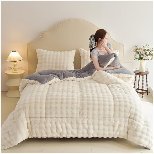 ZTGL Fluffigt vintertäcke - Allergivänligt täcke som andas 100 % mikrofiber av miljövänlig fleecepäls - wrap och super varm för vintern - flerfärgad, vit, 150 x 200 cm (2 kg)