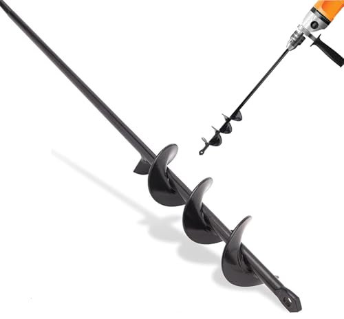 Yolispa Broca de jardín para taladro, 4 x 45 cm, para jardín, para profesores largos, barrena, suciedad, carga pesada, macetas, caracol para cavar agujeros, cebolla de flores