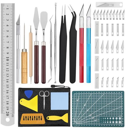 51 Stück Plotter Zubehör, Skalpell Carving Craft Messer, Vinyl Jäten Werkzeuge DIY Bastelwerkzeug, Bastelmesser Cuttermesser, Cameos, Beschriftung (51 Stück)
