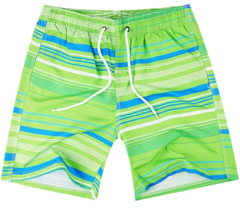 OSDUE Strandshorts badbyxor för barn, badbyxor pojke strand snabbtorkande badkläder ledig lättvikt badshorts med nätfoder för pojkar och tonåringar 3–14 år | Småbarn tryckta badshorts justerbar midja, med nätfoder, sport löpning simshorts