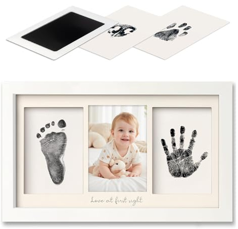 PANYI Cornice Impronta Mani e Piedi Neonati Kit Impronte Neonato Include 1 Tampone per Inchiostro e 3 Schede per Timbri con Istruzioni Adatto per Neonati, Regalo Battesimo Bimbo, Baby Shower