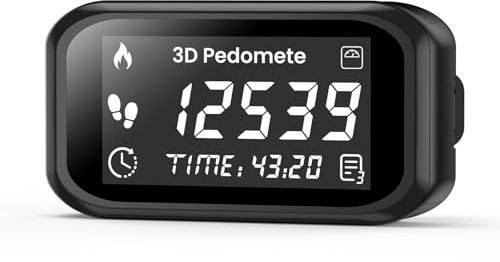 3D Pedometer for Walking,Accurate Step Counter & Calorie Tracker - Clip-On Wearable Pedometer with LCD Display for Daily Activity Data Recording,Rechargeable Portable Fitness Tracker Device