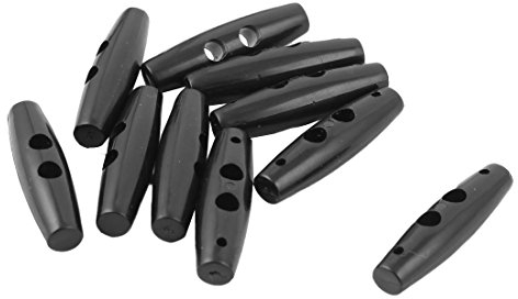 sourcing map 10 Stk.Kordelstopper Kordelklemme Olive Form Duallöcher Knebelknöpfe Knebelverschluss Nähknöpfe schwarz