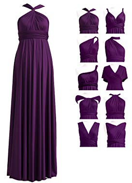 72styles Multiway Bridesmaid Dress, Maxi,Dark Purple,One Size