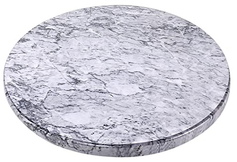 Flexzion Rund marmorskärbräda för kök – 30,5 cm (12 tum) ostplatta i marmor för bakning, kött, bakverk – non-stick värmebeständig sten, serveringsbräda för bänkskiva, vit