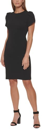 Calvin Klein Women's Tulip Sleeved Sheath Dress, Black 3, 14