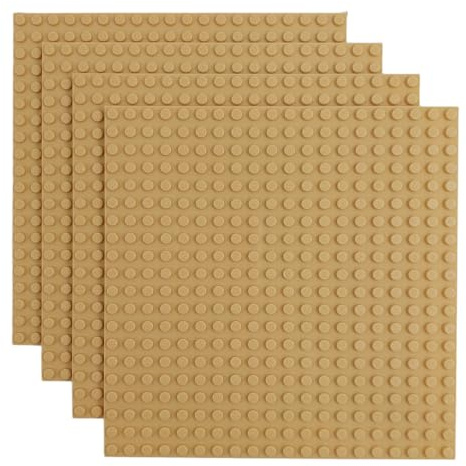 Q-Bricks Classic Bauplatten | 20x20 Noppenanzahl | 16 * 16 cm | Kompatibel mit Meisten Marken | 4 STK. im Set | Farbe: Sandgelb