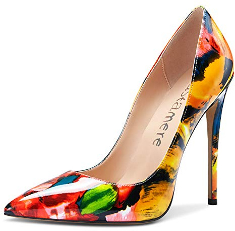 Castamere Zapatos de Tacón Sky Mujer Moda Puntiagudas Tacón de Aguja 12CM High Heels Charol Vistoso Zapatos EU38