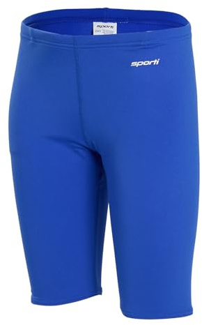 Sporti Boys' Swim Jammers, HydroLast Chlorine-Resistant Jammer Swimsuit, 4-Way Stretch UPF50+, Flatlock No-Chafe Seams, Drawstring Fit, Durable Racing Shorts for Training & Competition - Royal - 26
