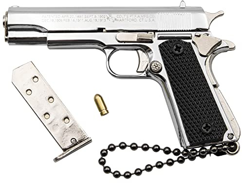1911 Mini pistola tattica portachiavi portachiavi 1: 3 in metallo a forma di pistola portachiavi con parti mobili Realistico pistola modello di pistola collezione ciondolo Charm per uomo Gift
